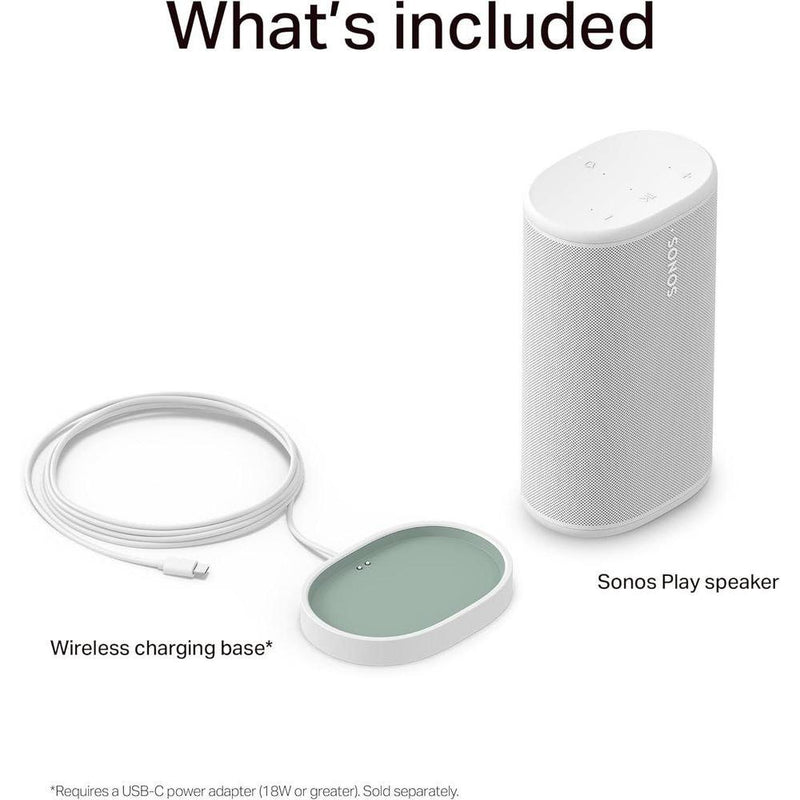 Sonos Play - Altavoz Bluetooth portátil con WiFi y Alexa, batería de larga duración y base de carga, color blanco