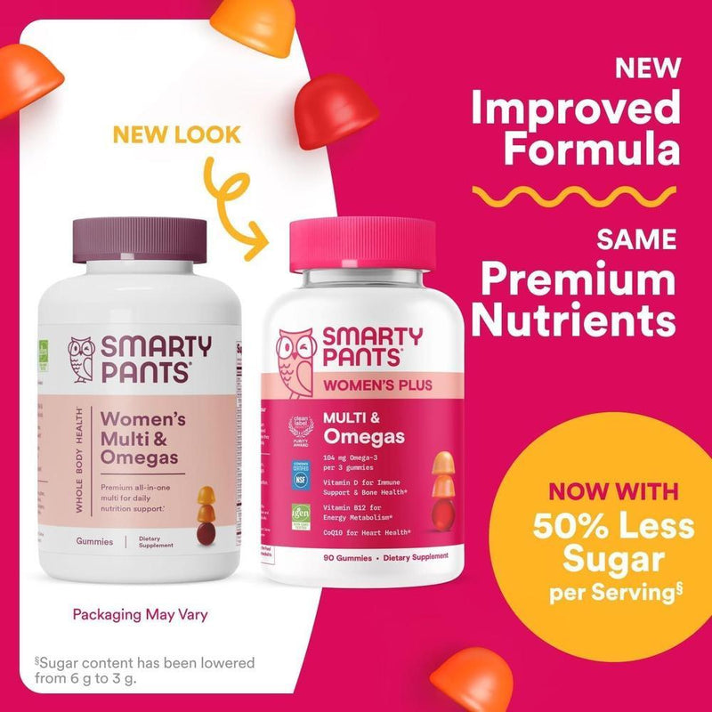 SmartyPants Gomitas Multivitamínicas para Mujer con Omega 3, Metilfolato, CoQ10, Vitaminas D3, C, B12, B6, A, K y Zinc, 90 Unidades