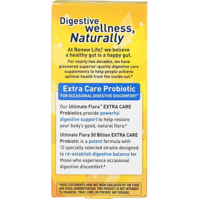 Renew Life Última Flora Probiótica Cuidado Extra, Suplemento de Salud Digestiva e Inmunológica Sin Lácteos, Soya, Gluten