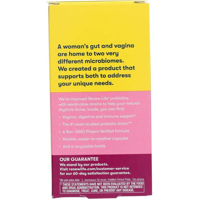 Renew Life Cápsulas de Probióticos para Mujeres con L. Rhamnosus GG, Salud Digestiva e Inmune, Sin Lácteos, Soja ni Gluten