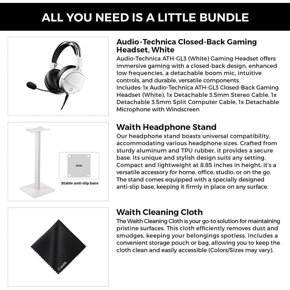 Audio-Technica ATH-GL3 Auriculares de alta fidelidad para juegos con micrófono desmontable y soporte
