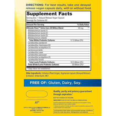 Renew Life Probióticos para adultos, 30 mil millones de UFC, 12 cepas, hombres y mujeres, sin gluten, lácteos y soja, 60 cápsulas