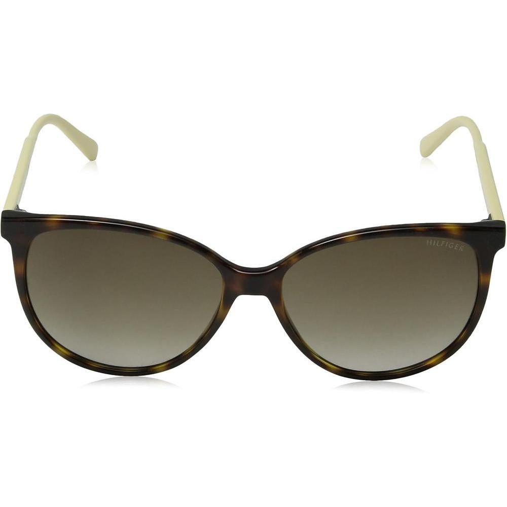 Tommy Hilfiger Lentes de Sol de Plástico Ovalados con Lente Transparente en Color Habana Claro y Burdeos