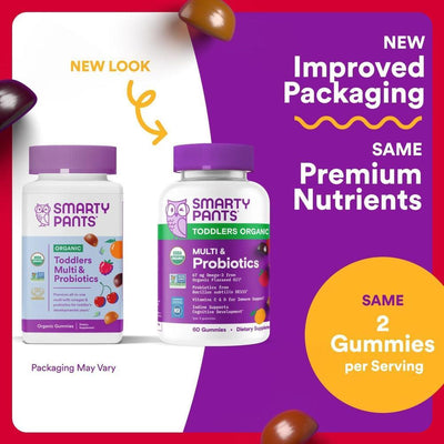 Gomitas multivitamínicas orgánicas para niños con probióticos, vitaminas y omega 3, sabores frutales, sin gluten