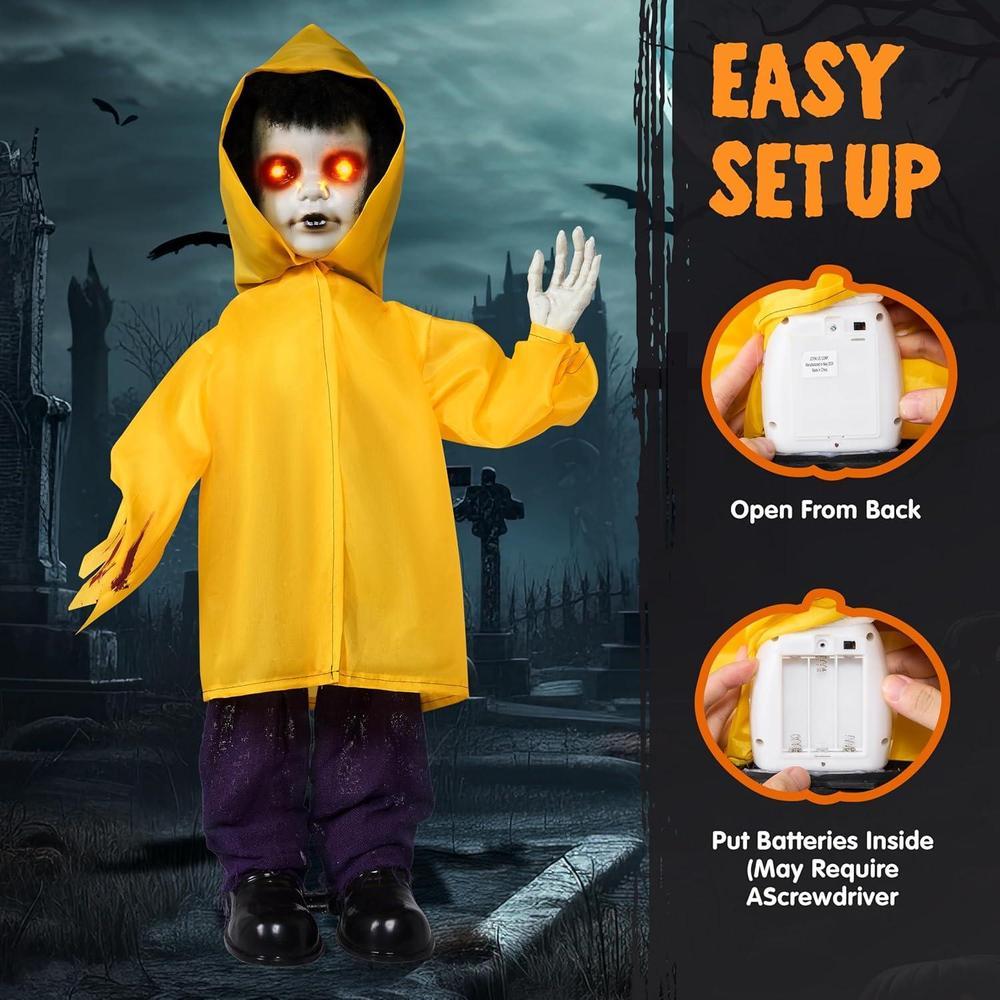 3 Fantasmi Appesi JOYIN Per Halloween – Decorazioni Da Interno/Esterno, Taglie 90 E 70 Cm