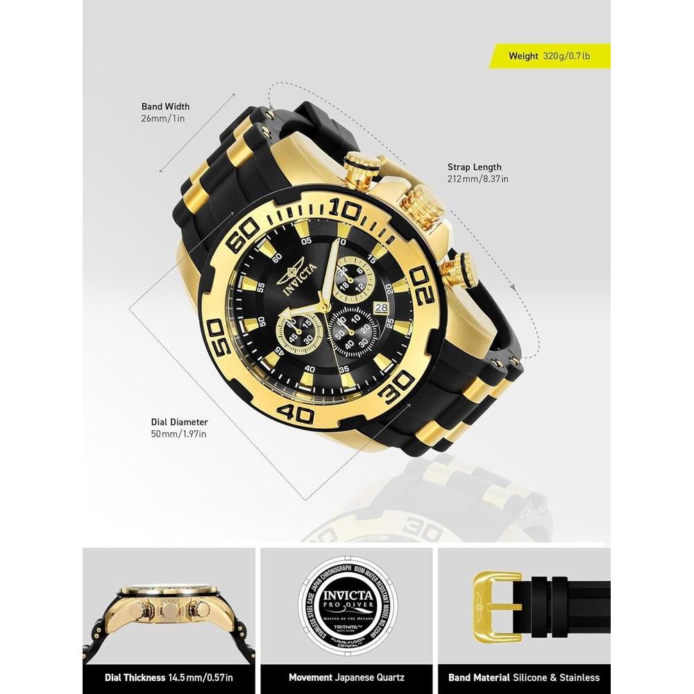 Reloj Invicta Pro Diver cronógrafo de cuarzo negro con pantalla