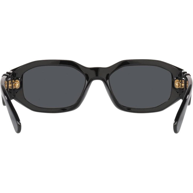 Versace Gafas de sol para hombre, montura negra, lentes gris oscuro, estilo elegante