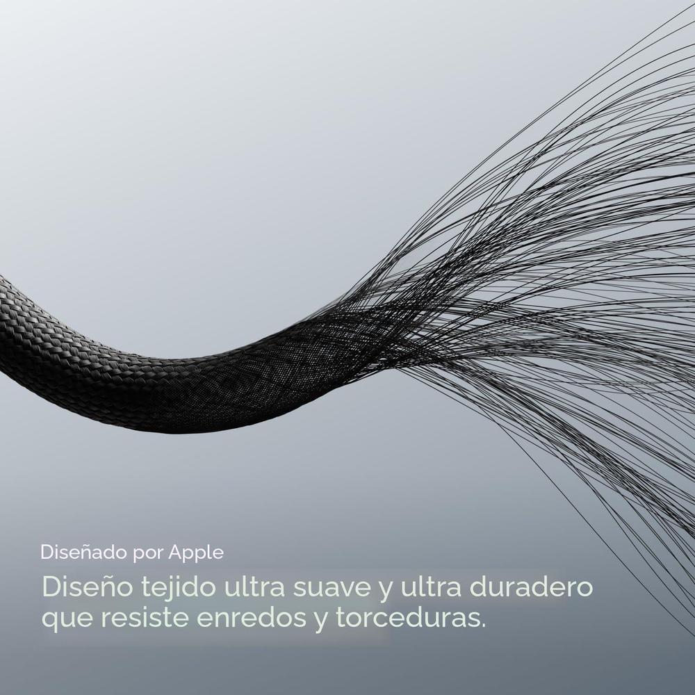 Beats Cable USB-C a USB-C Tejido de Carga Rápida, Durable, Compatible con Apple y Android, Color Negro Perno