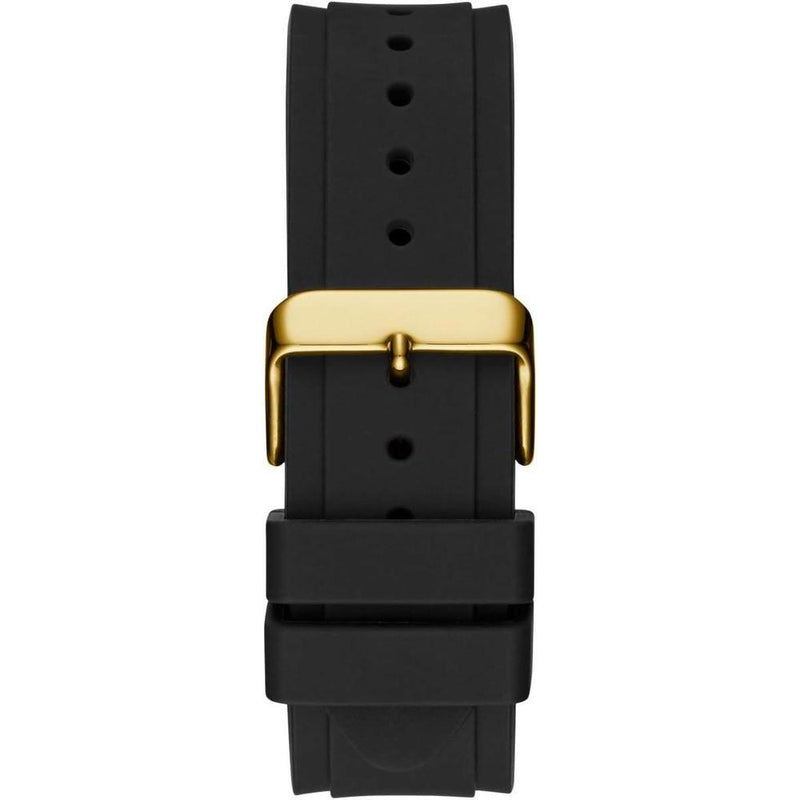 Reloj Guess para hombre de acero inoxidable con movimiento cuarzo japonés y correa de silicona negra resistente