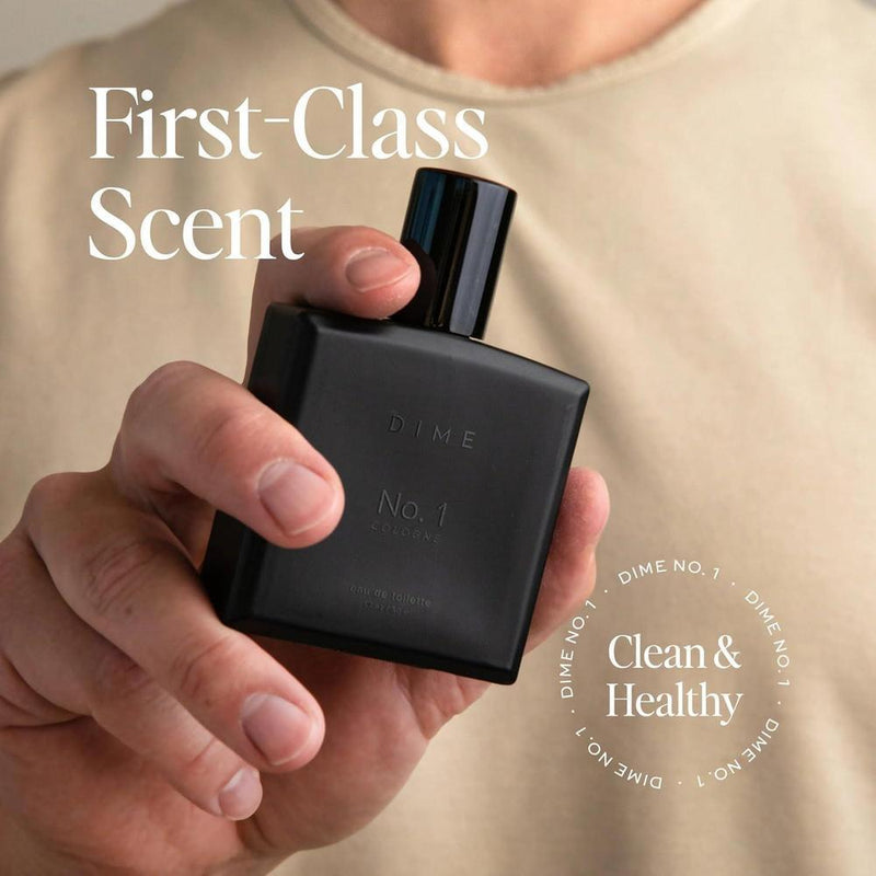 DIME Colonia No. 1 para hombres, con fragancia de maderas de ámbar, cardamomo y cuero. Ideal para uso diario o especial