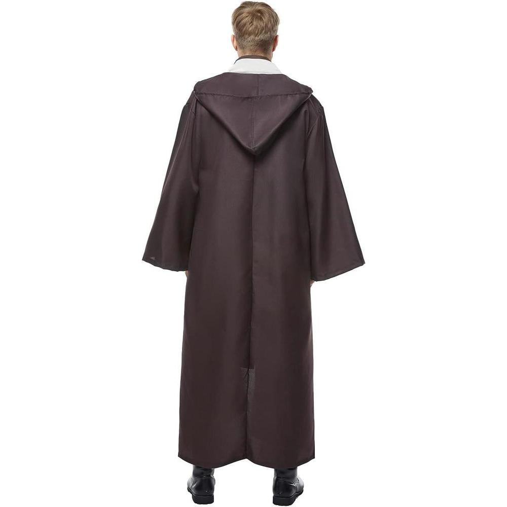 Disfraz de túnica para hombre, disfraz de adulto, bata de Halloween, uniforme con capucha. Incluye túnica, tabardo, cinturón, pantalón y capa.
