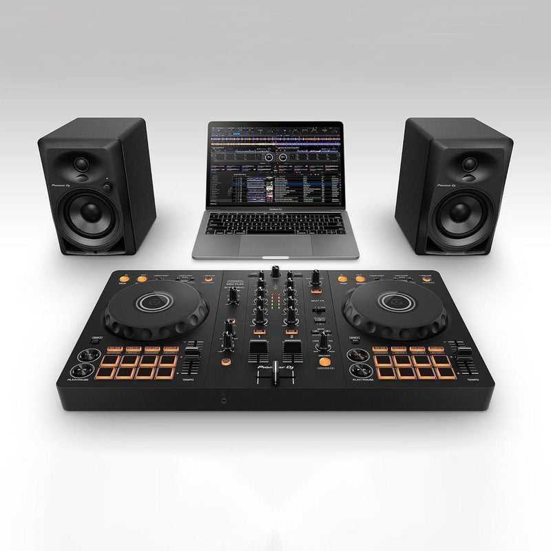 Pioneer DJ DDJ-FLX4 Controlador de 2 canales Rekordbox y Serato DJ con salida USB, integración de streaming, grafito
