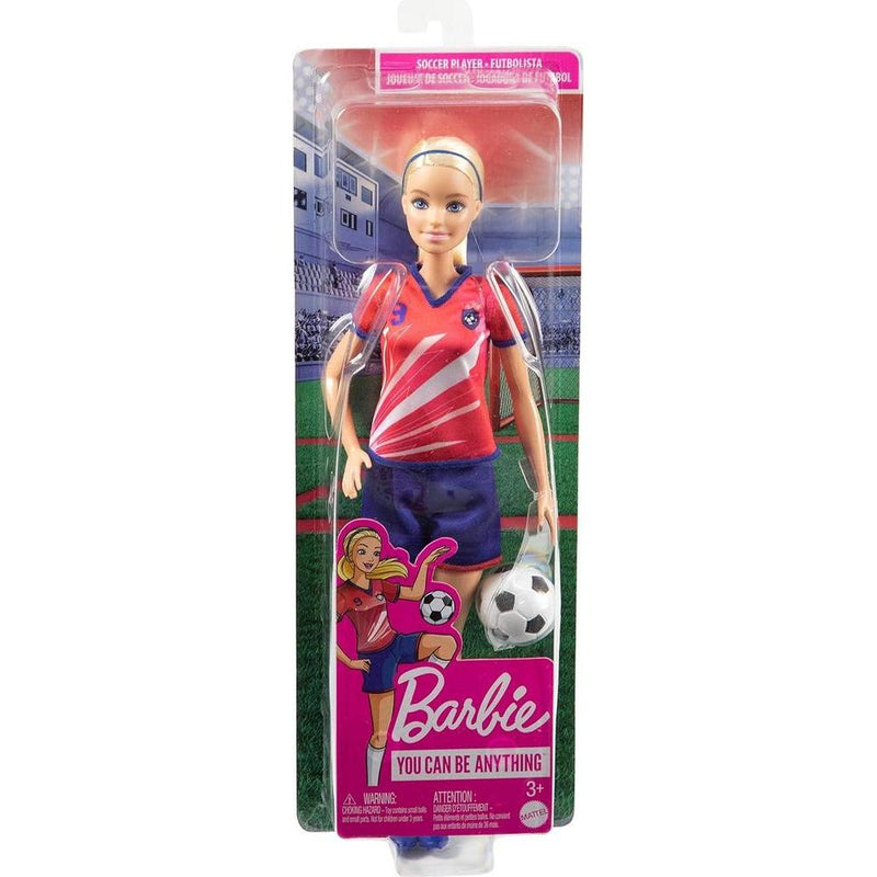 Barbie Muñeca Futbolista con Cola de Caballo Rubia, Uniforme #9, Calcetas Altas, Tacos y Balón