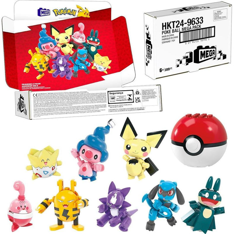Juego de construcción Mega Pokémon con 8 personajes articulables, incluye Poké Ball