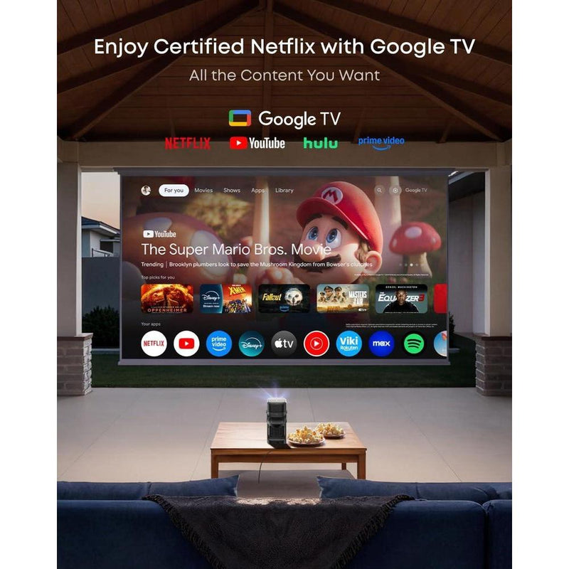 Soundcore Nebula P1, proyector portátil con 650 lúmenes ANSI, sonido envolvente 2.0, altavoces desmontables, Google TV y pantalla hasta 180
