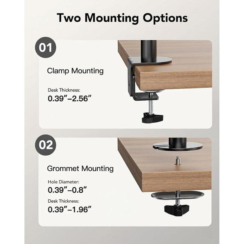 Soporte de monitor doble vertical HUANUO con ajuste de altura para dos monitores, brazo articulable y abrazadera C
