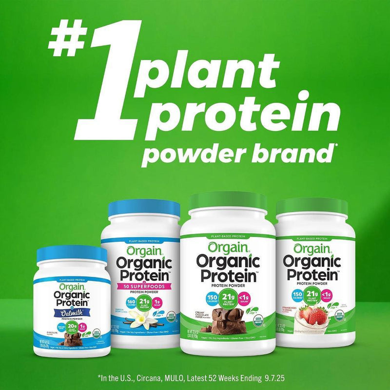 Proteína vegetal orgánica vegana orgain, sin lactosa, sin gluten, sin soya, sin OMG, ideal para batidos y mezclas
