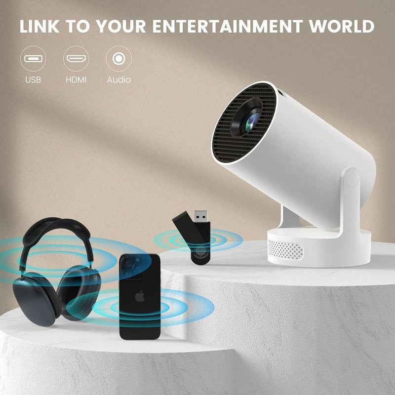 Mini proyector portátil HY300 ULTRA con soporte 4K, Bluetooth 5.4, Android 11 y rotación de proyección de 210°