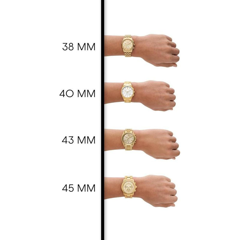 Michael Kors Reloj cronógrafo Lexington de acero inoxidable color oro con funciones de cronógrafo y cronómetro