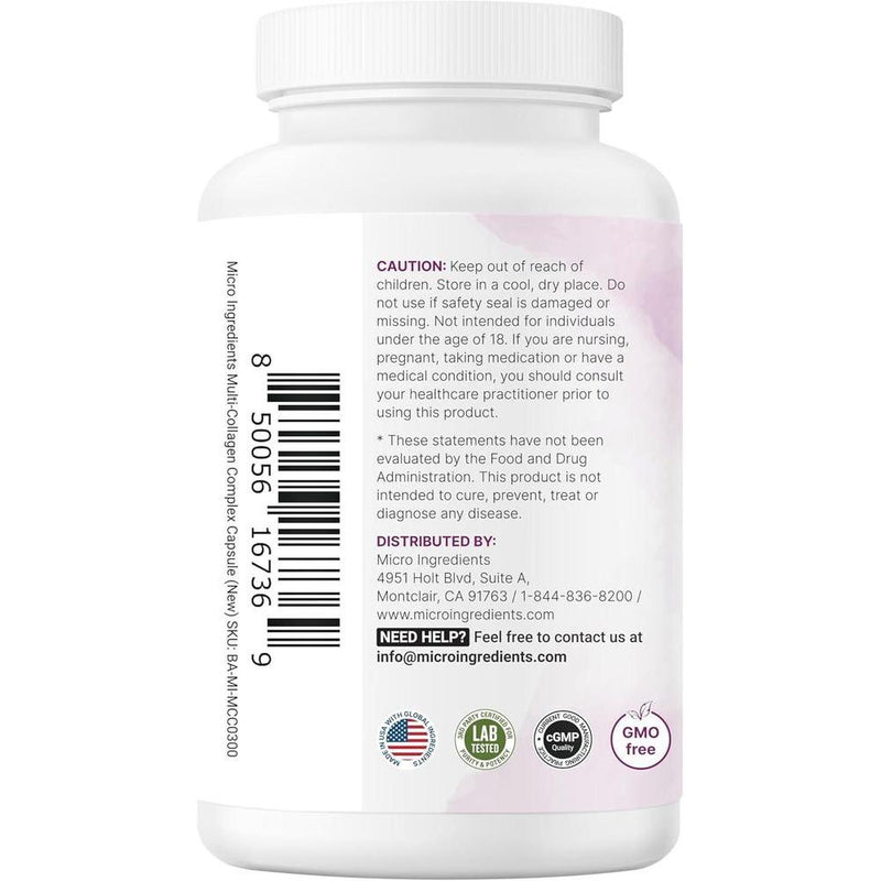 Píldoras de colágeno múltiple con biotina, ácido hialurónico y complejo de vitamina C. Sin OMG ni rellenos. 240 cápsulas