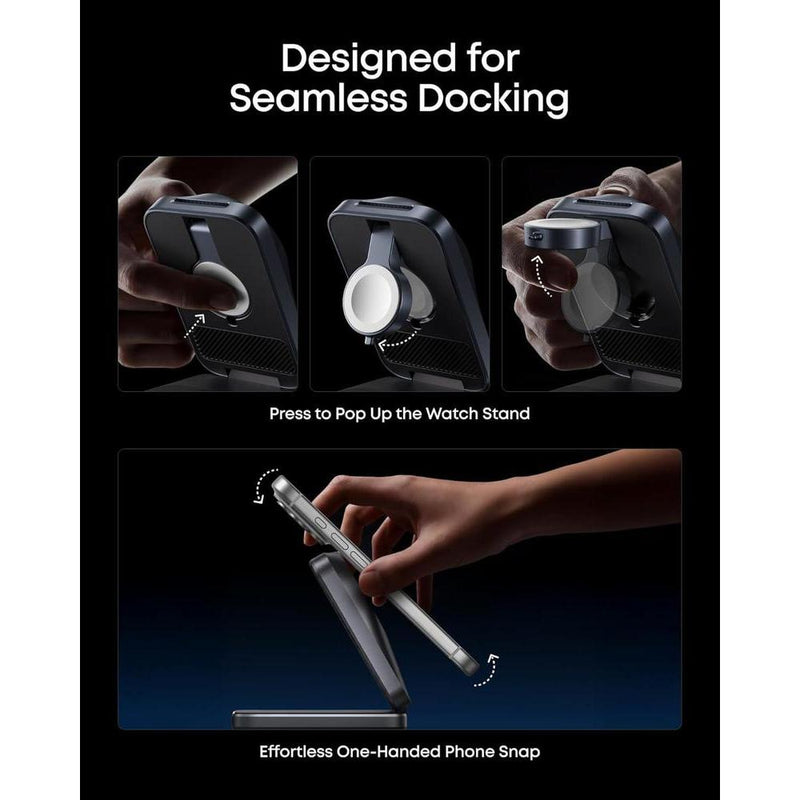 Estación de carga inalámbrica Anker Prime 3 en 1, soporte de cargador MagSafe, 25W para iPhone, Apple Watch, AirPods