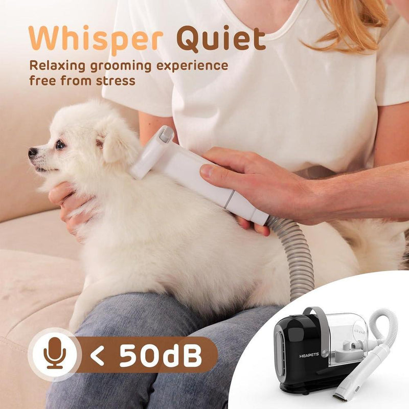 Kit de aspiradora y rasuradora eléctrica para aseo de perros color negro con 7 herramientas y bajo nivel de ruido