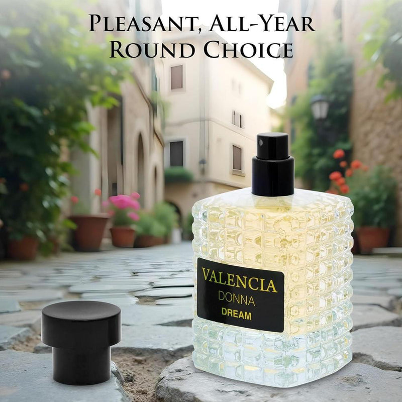 Valencia Donna Dream Eau De Parfum para mujer, fragancia floral cítrica con notas de lichi, bergamota, rosa turca y almizcle
