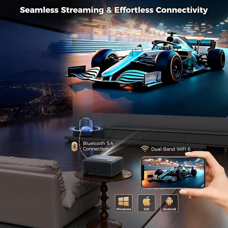 GooDee Proyector Inteligente 4K con WiFi, Bluetooth, 3000 ANSI UHD, Dolby Audio, Enfoque Automático, Aplicaciones de Streaming