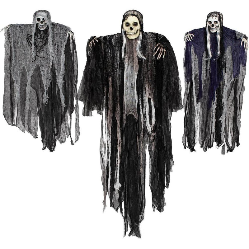 JOYIN decoraciones colgantes de esqueletos de Halloween, paquete de 3, brazos ajustables y material duradero para exteriores