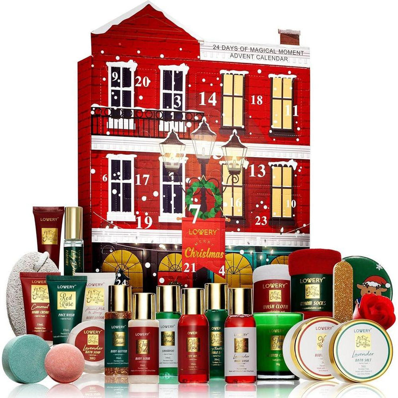 Calendario de Adviento 2024 para adultos, set de belleza y spa de Navidad, incluye 24 productos de cuidado personal, edición limitada