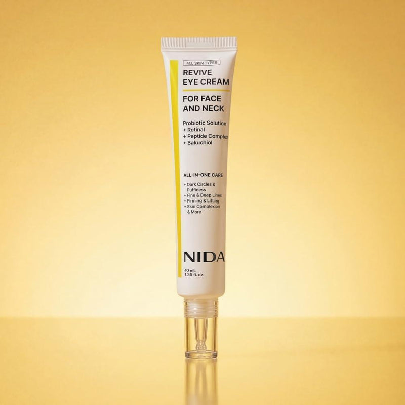 NIDA Revive Crema De Ojos Para Cara Y Cuello Con Probióticos Retinal Complejo De Péptidos Y Bakuchiol 40ml