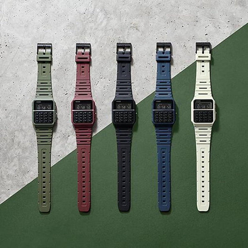 Casio CA-53WF-2B reloj digital para hombre con calculadora y correa azul, diseño retro original y elegante
