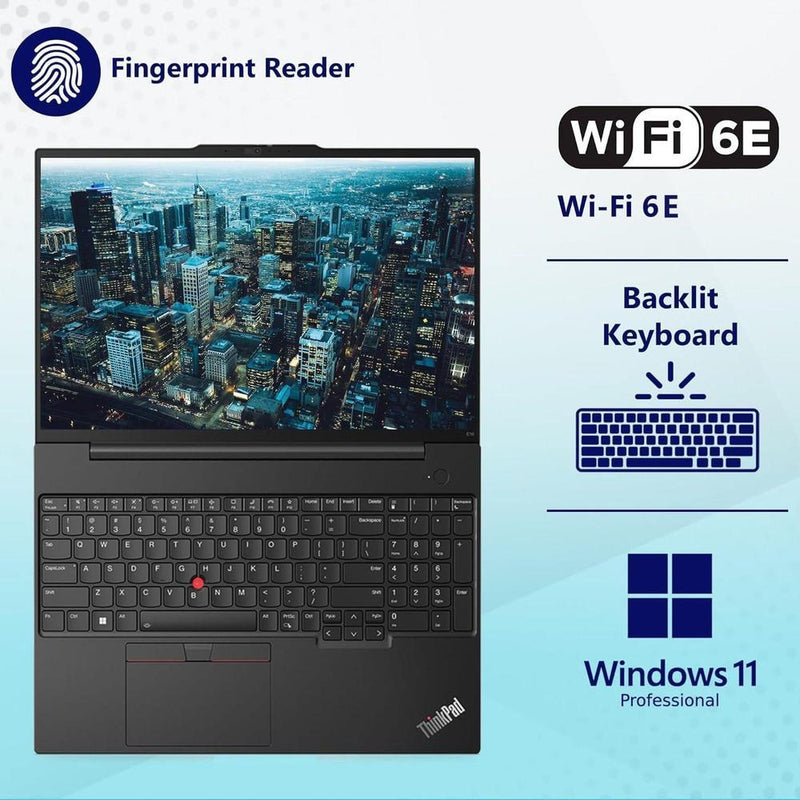 Lenovo ThinkPad E16 G2 Laptop, Intel 16-Core Ultra 7, 64GB RAM, 2TB SSD, LED Keyboard, WiFi 6E
