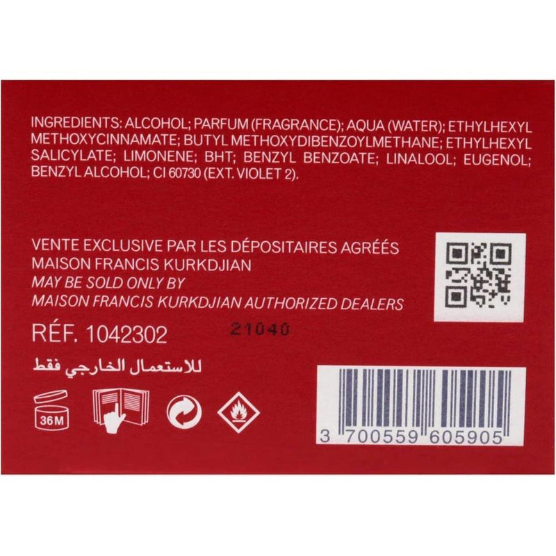 Maison Francis Kurkdjian Baccarat Rouge 540, Perfume puro con fragancia floral intensiva, 70 ml