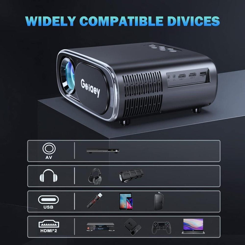 Proyector portátil 4K con auto enfoque, WiFi y Bluetooth, corrección de keystone, zoom 50%-100%, ideal para cine en casa y exterior