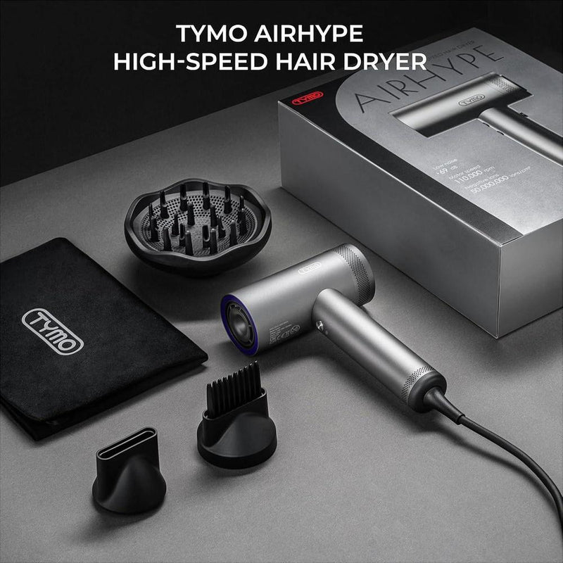 Secador de pelo TYMO profesional con difusor, tecnología iónica, motor de alta velocidad, 4 temperaturas y 3 velocidades