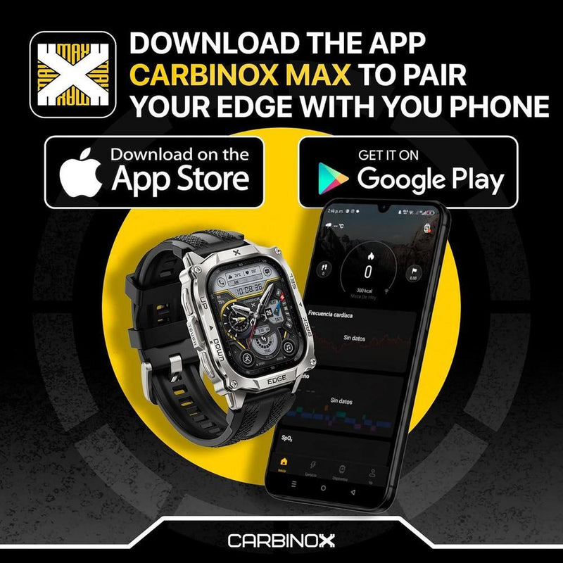 CARBINOX Smartwatch resistente con pantalla AMOLED, acero inoxidable, IP69K/5ATM, GNSS dual, batería 500mAh, Bluetooth
