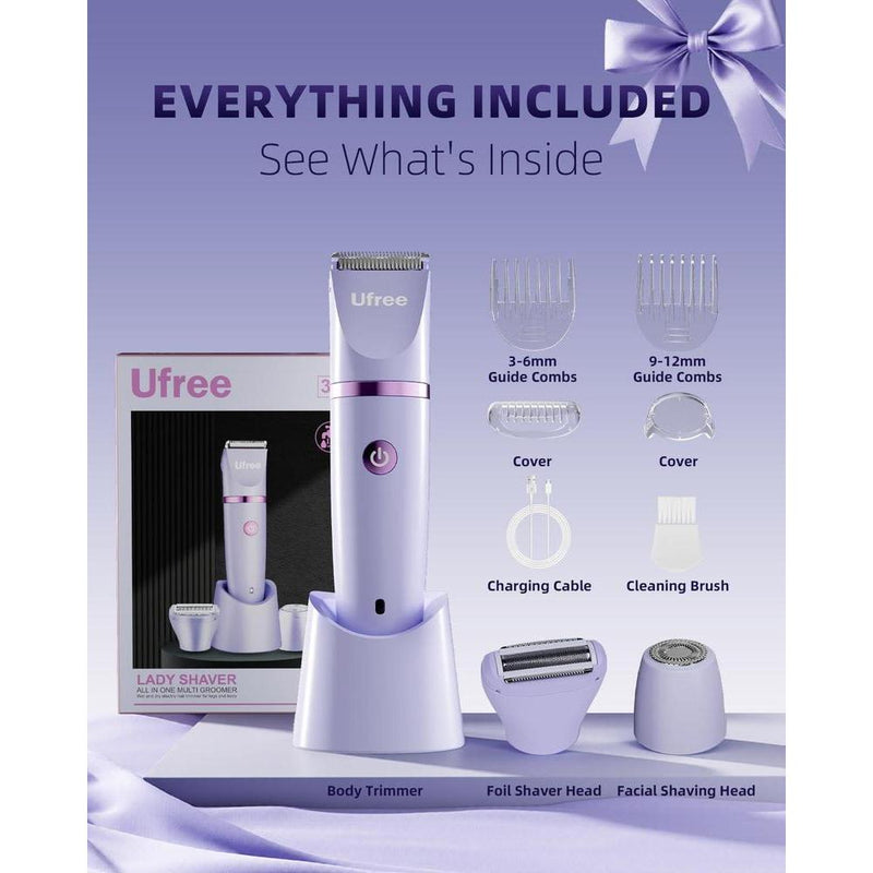 Ufree Recortadora de Bikini Eléctrica para Mujeres, Recargable y Impermeable, Ideal para Vello Púbico y Corporal