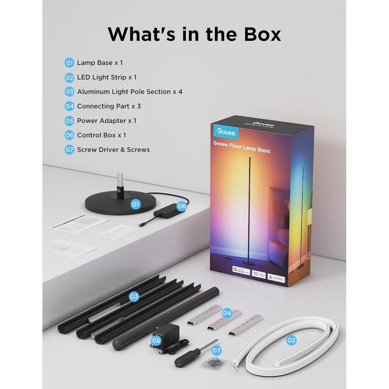 Lámpara de pie Govee RGBIC moderna, compatible con Alexa, 1000 lúmenes, 16 millones de colores, sincronización de música