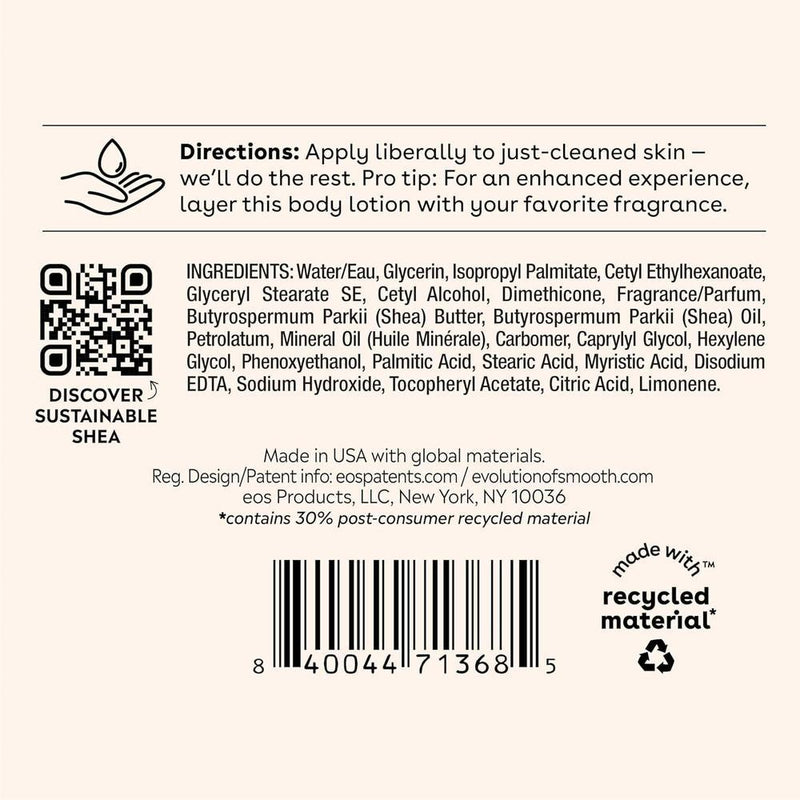 Eos Loción Corporal Shea Better Strawberry Dream, hidratante vegana 24 horas, aroma fresa, ligera y no grasa