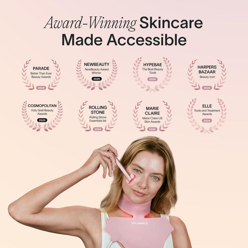 Solawave Varita 4 en 1 para Cuidado Facial - Combina Luz Roja, Masaje, Corriente Galvánica y Calor Terapéutico