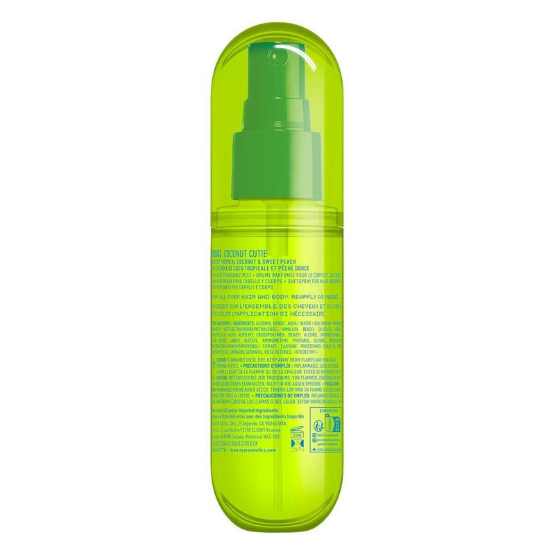 Perfume de fragancia de aceite graso NYX Cutie aroma de coco para cabello y cuerpo con melocotón y manzana vegano