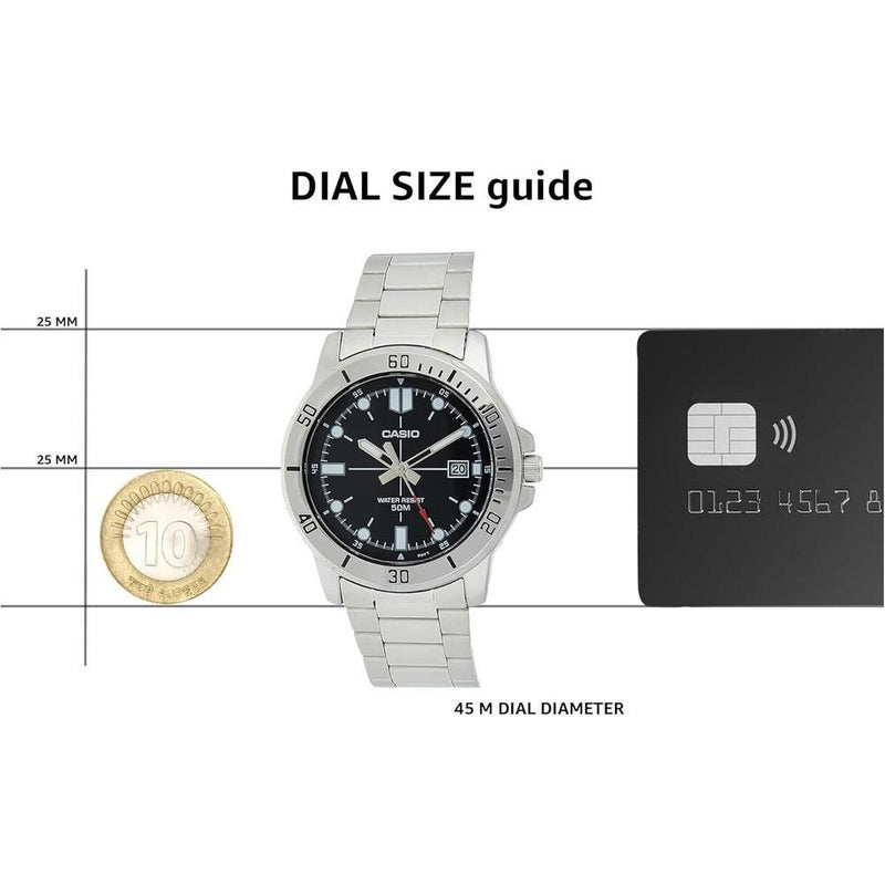 Reloj Casio para hombre, diseño análogo con dial marrón y acero inoxidable, resistente al agua y manecillas luminosas