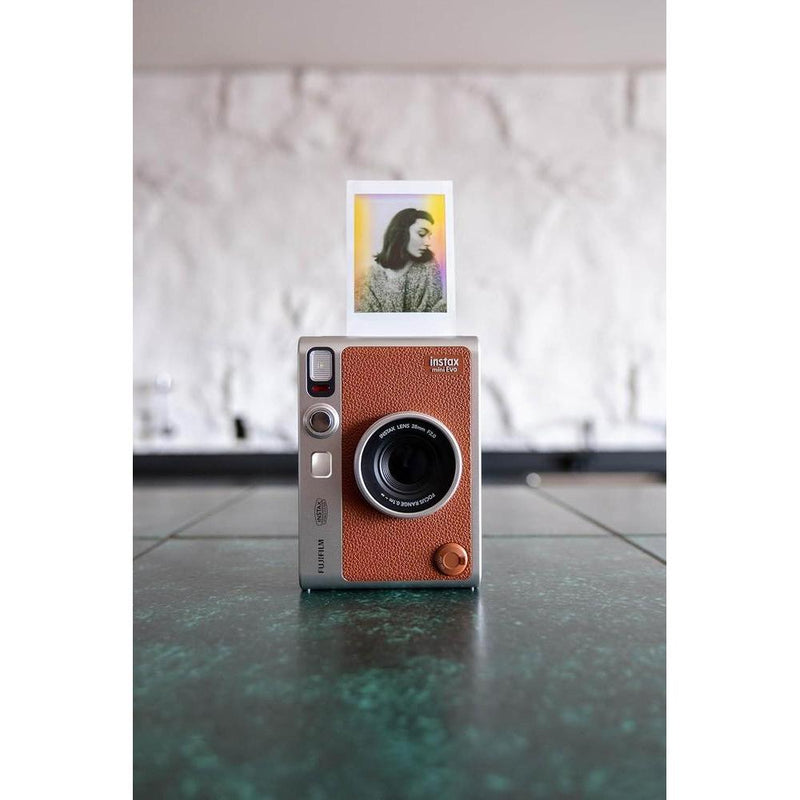 Cámara instantánea híbrida Fujifilm Instax Mini EVO color marrón, impresión de fotos Instax Mini de alta calidad