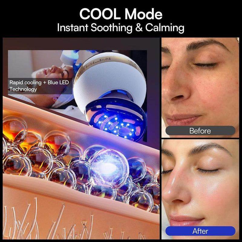 Dispositivo facial microcorriente 8 en 1 INIA SPHERA con luz roja, tratamiento térmico y modos personalizados para cuidado en casa