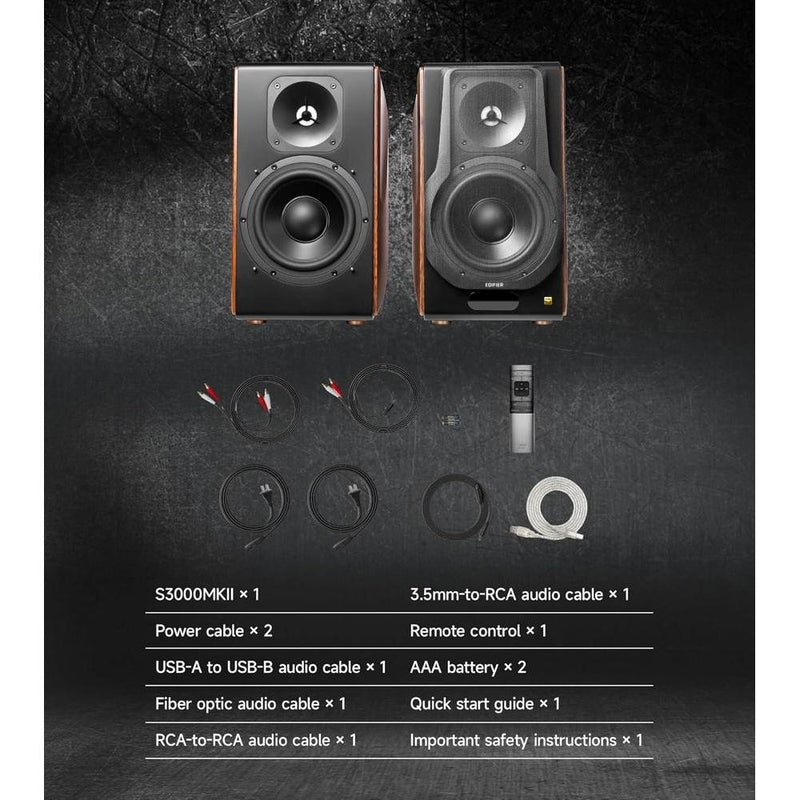 Edifier S3000MKII Altavoces audiófilos de alta resolución, 256 W RMS, aptX HD Bluetooth, inalámbrico, agudos planares