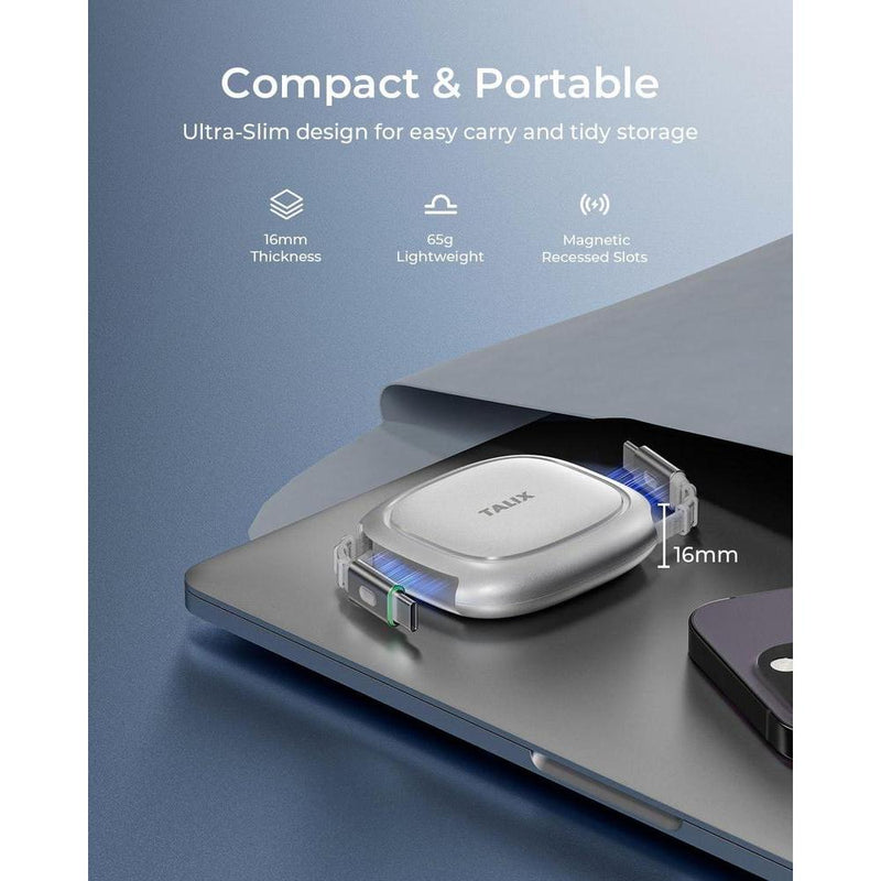 TALIX batería carga rápida 125W, 12800 mAh para laptops, cable retráctil USB-C, cargador PD para MacBook y más