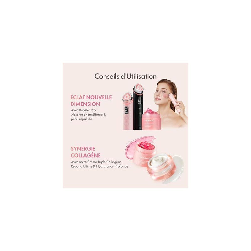 Set Medicube para piel brillante: Booster Pro Pink y crema de colágeno