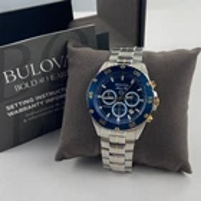 Bulova 98B400 Marine Star Chronograph Blue Dial Quartz Men's Watch 41.5mm