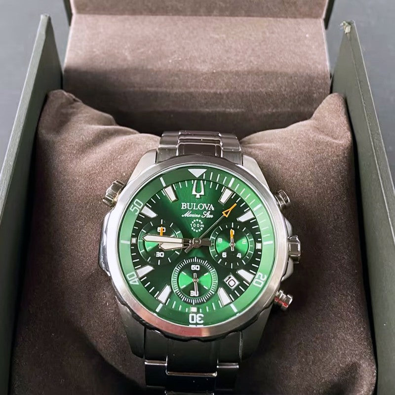 Reloj Bulova Marine Star 96B396 Cronógrafo - Esfera Verde 43mm